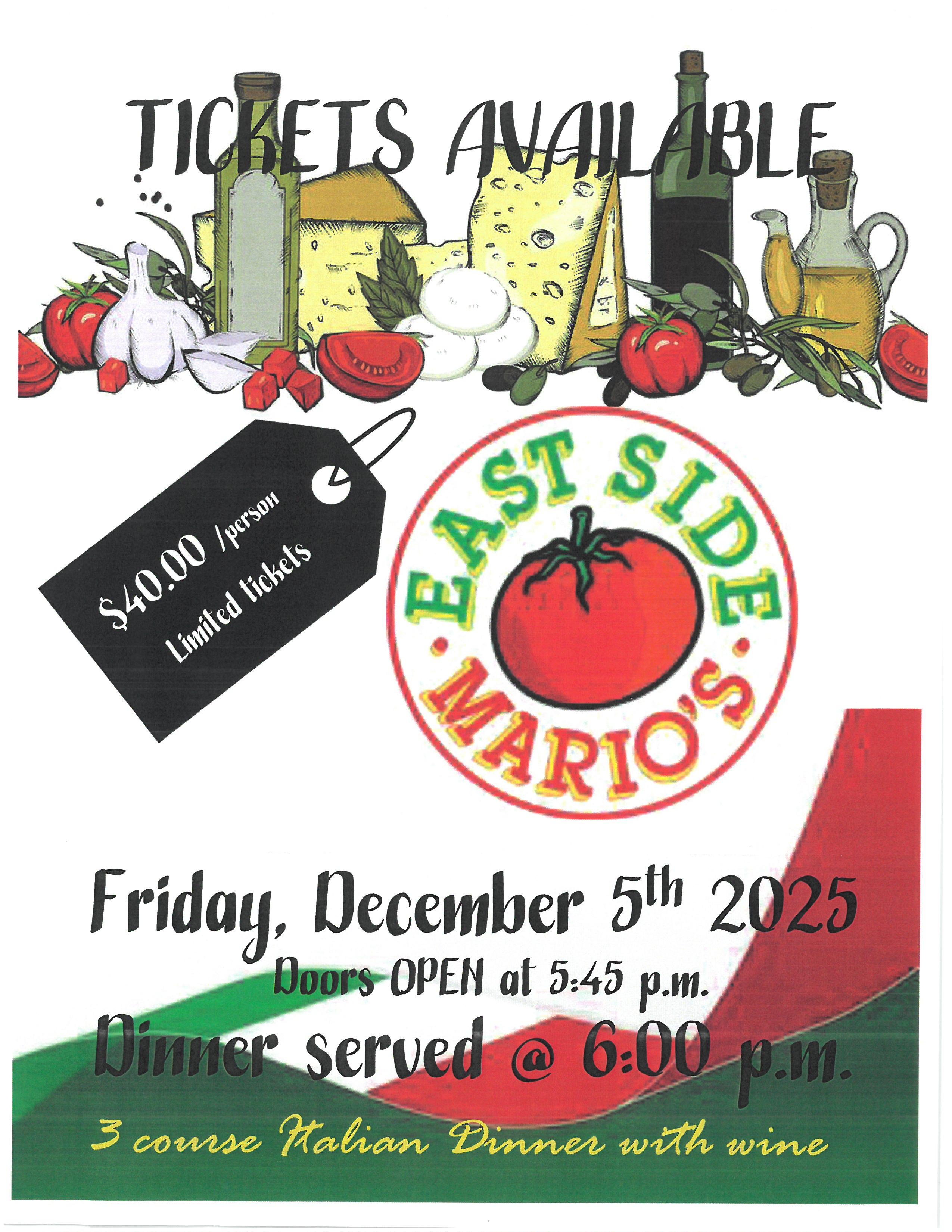 East Side Mario's Dinner